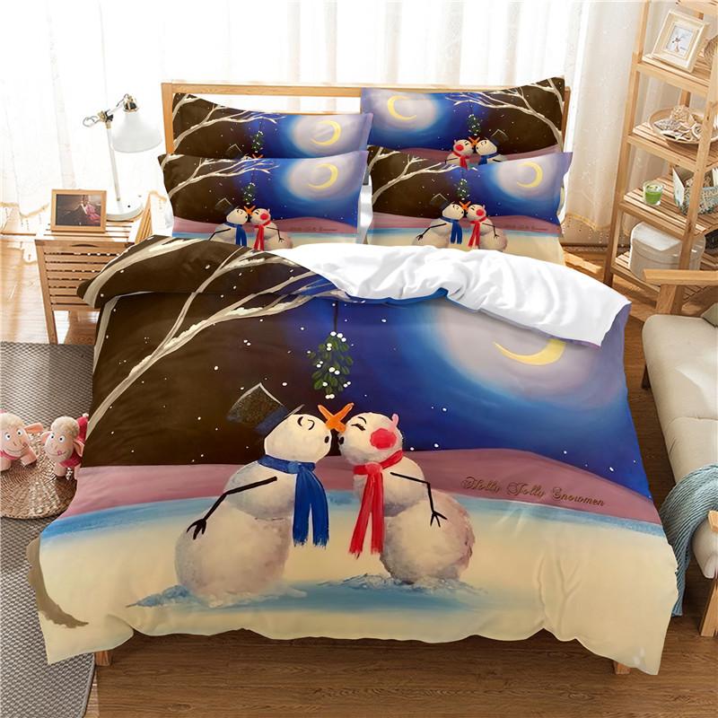 Комплект постельного белья Snow Scene Hut, комплект пододеяльников, комплект постельного белья с 3D-печатью, комплект постельного белья размера Queen, модный дизайн