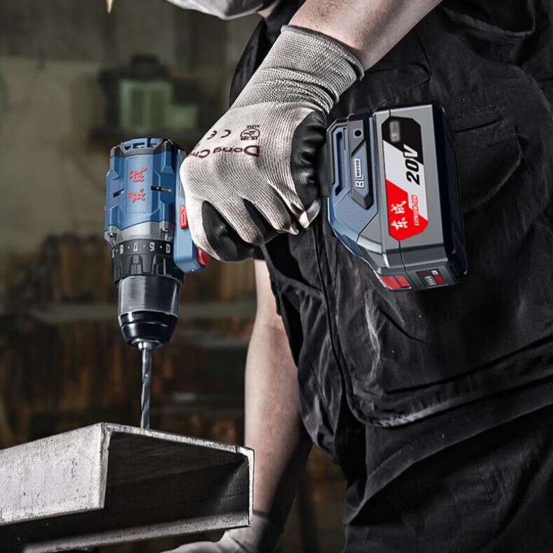 Бесщеточная ударная дрель Dongcheng, зарядка литиевой батареи, ручная электрическая дрель, бытовая отвертка, электроинструмент DCJZ2060EM