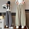Girls Wide Leg Pants Kids Fashion Loose Pants Children Straight Sweatpants 2024 High Waisted Spring Autumn Casual Trousers
