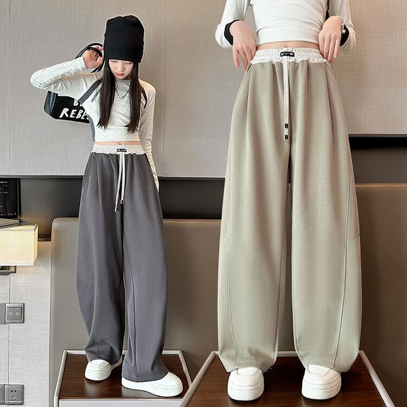 Girls Wide Leg Pants Kids Fashion Loose Pants Children Straight Sweatpants 2024 High Waisted Spring Autumn Casual Trousers