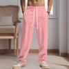 Men Loose Linen Casual Wide Leg Beach Sports Pants