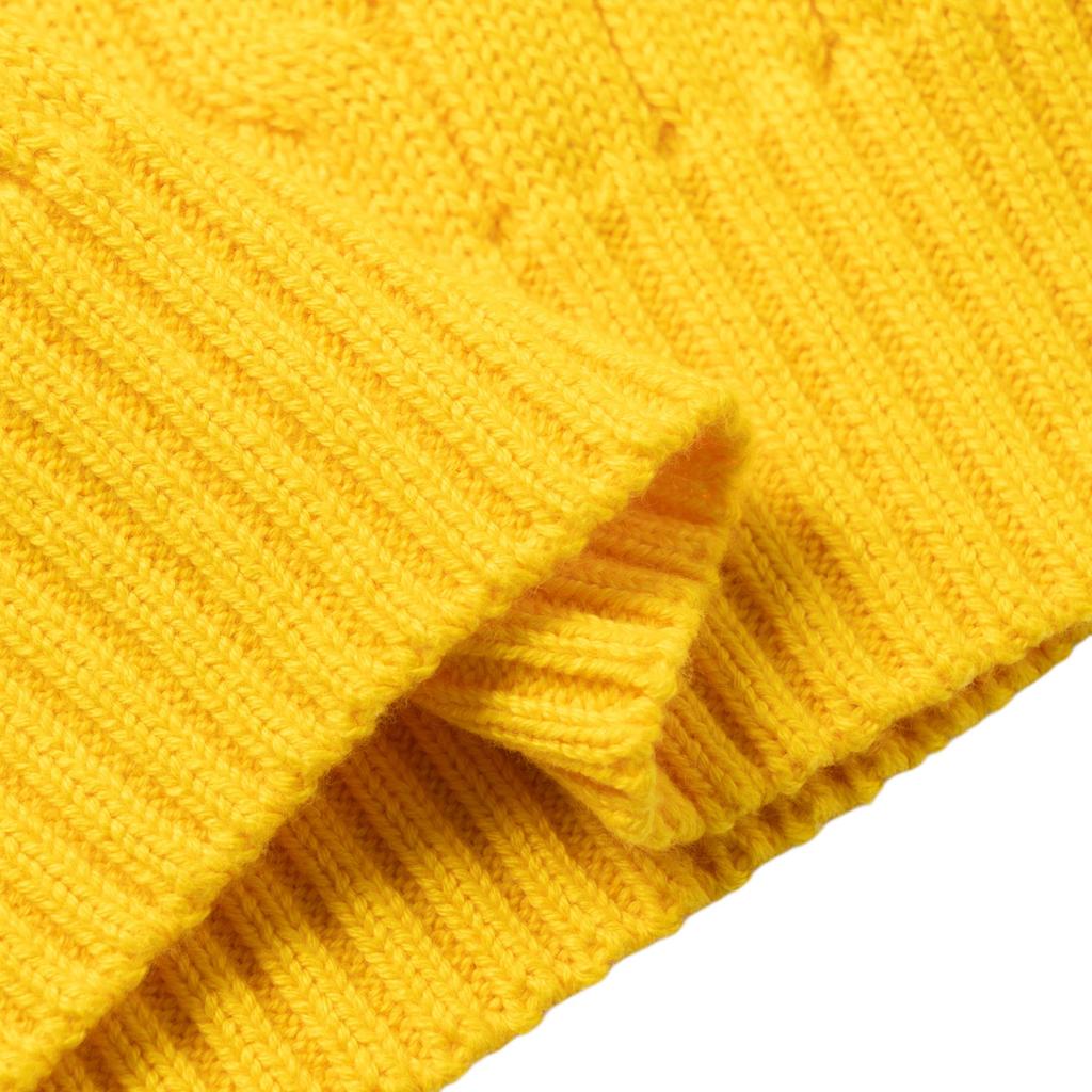 Polo Ralph Lauren SS23 Solid Color Logo Embroidered Cable Knit Sweater Women Sweater Yellow WMPOSWENC020616-700