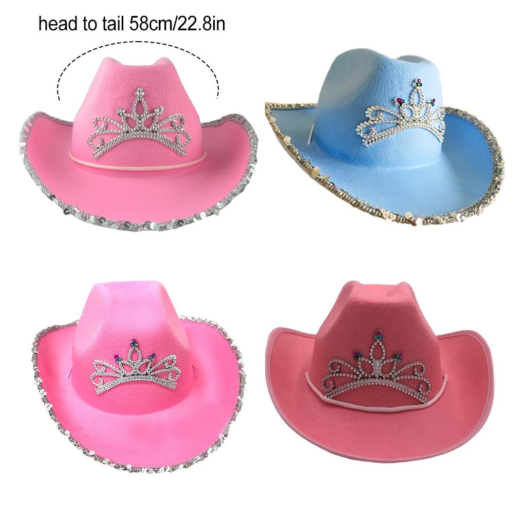 WUUISDNX Премиальная ковбойская шляпа Модная Широкая Подходящие Случаи Яркий Ковбойский Стиль Акриловые Волокна Ковбойская Шляпа Для Взрослых, Розовая разноцветная