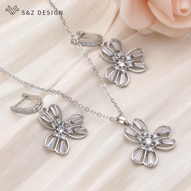 Модные серьги-капли с кубическим цирконием и тремя лепестками орхидеи для женщин, розовое золото, ювелирные изделия для свадебной вечеринки