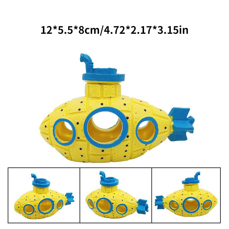 Декорация для ландшафтного дизайна аквариума, украшения в виде подводной лодки, украшение для аквариума, полимерные украшения, пещера для размножения, укрытие для рыб и креветок