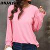 Autumn Winter Women's O-Neck Casual Color Long Sleeve T-shirt Top