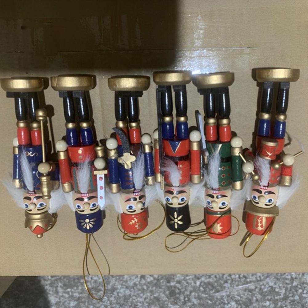 6 шт. Рождественский Щелкунчик Украшение Деревянные Щелкунчики Подвесной Декор для Подарка