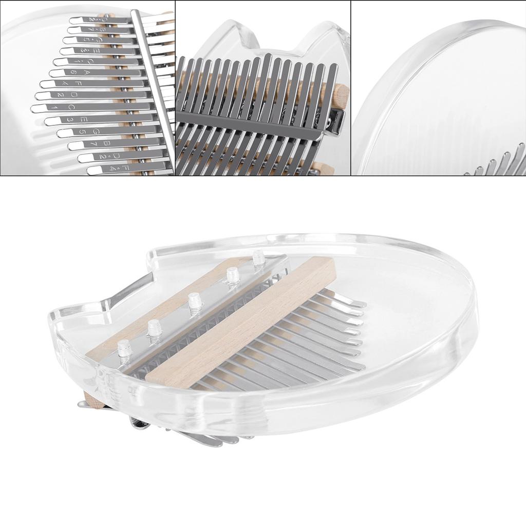 17-tone Acrylic Kalimba Thumb Piano Transparent Speaker Finger Piano Portable Musical Instrument with Study Instruction
