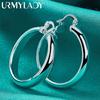 925 Sterling Silver Round Smooth Ring Earrings For Women Fashion Charm Jewelry