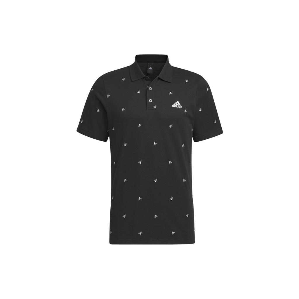 Adidas Футболка-поло Future Icons Micro с принтом логотипа в виде алфавита, мужские топы, черная IA8151