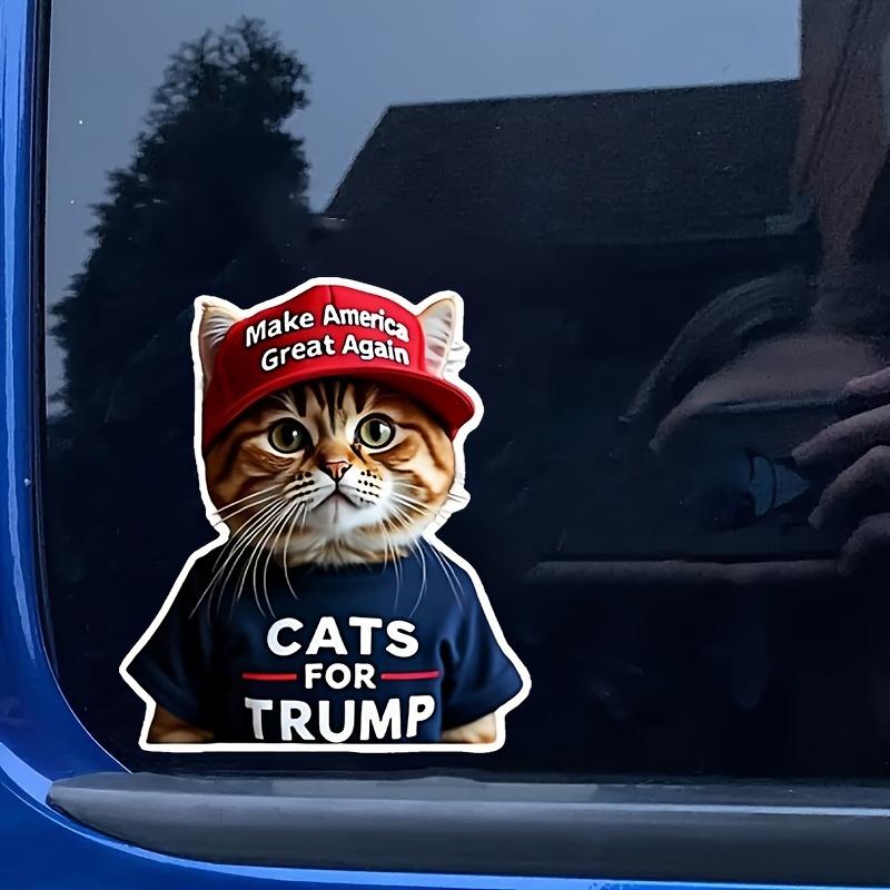 1 шт. Мультяшный кот для Трампа Автомобильные наклейки Водонепроницаемые для окна Багажник Ноутбук Виниловые наклейки Защита от царапин Смешное украшение для автомобиля