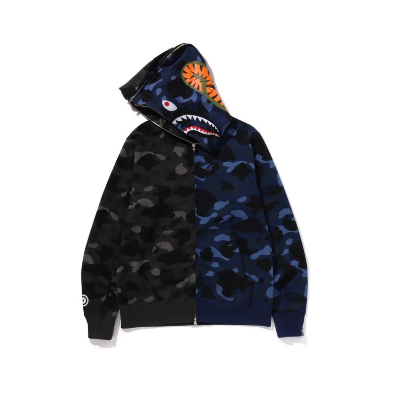 Толстовка на молнии с капюшоном Bape Color Camo 1/2 Shark 0ZXSWM115001N