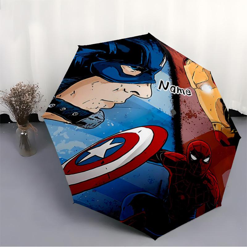 1pc Superheroes Custom Name Automatic Folding Umbrella, Durable Plastic & Iron, Lightweight for Outdoor Daily Use S1230012