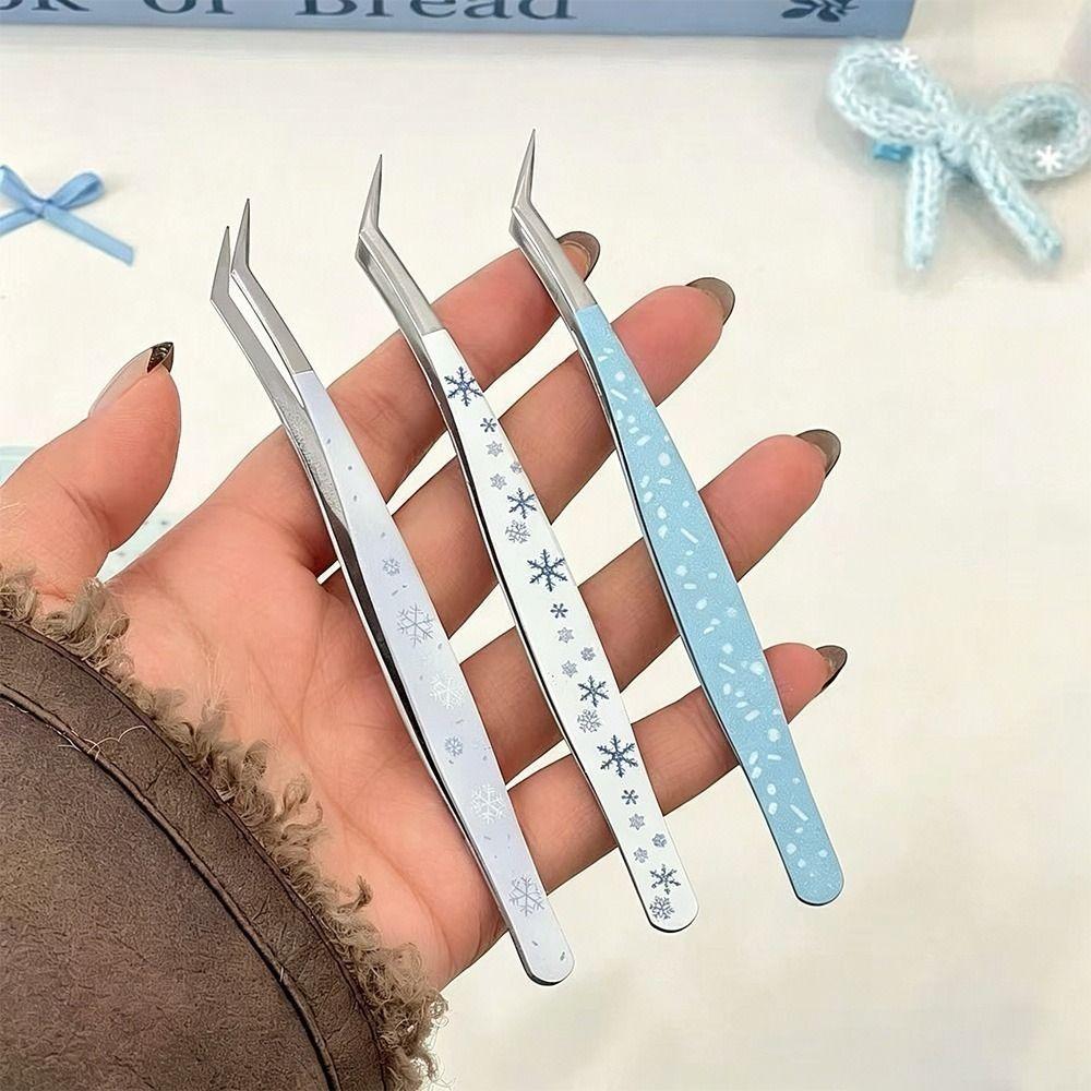 Stainless Steel False Eyelash Tweezers Lashes Extension Tweezer Miniature Scene Stickers