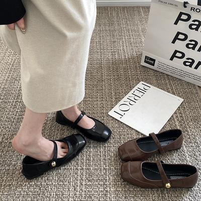 Повседневная женская обувь осень квадратный носок элегантный неглубокий носок женская обувь осень лето новое удобное платье резина сплошная пряжка