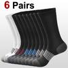 6 Pairs Men Basketball Sports Socks Fashionable Black White Color Sweat Absorbing Breathable Comfortable Leisure Running Socks