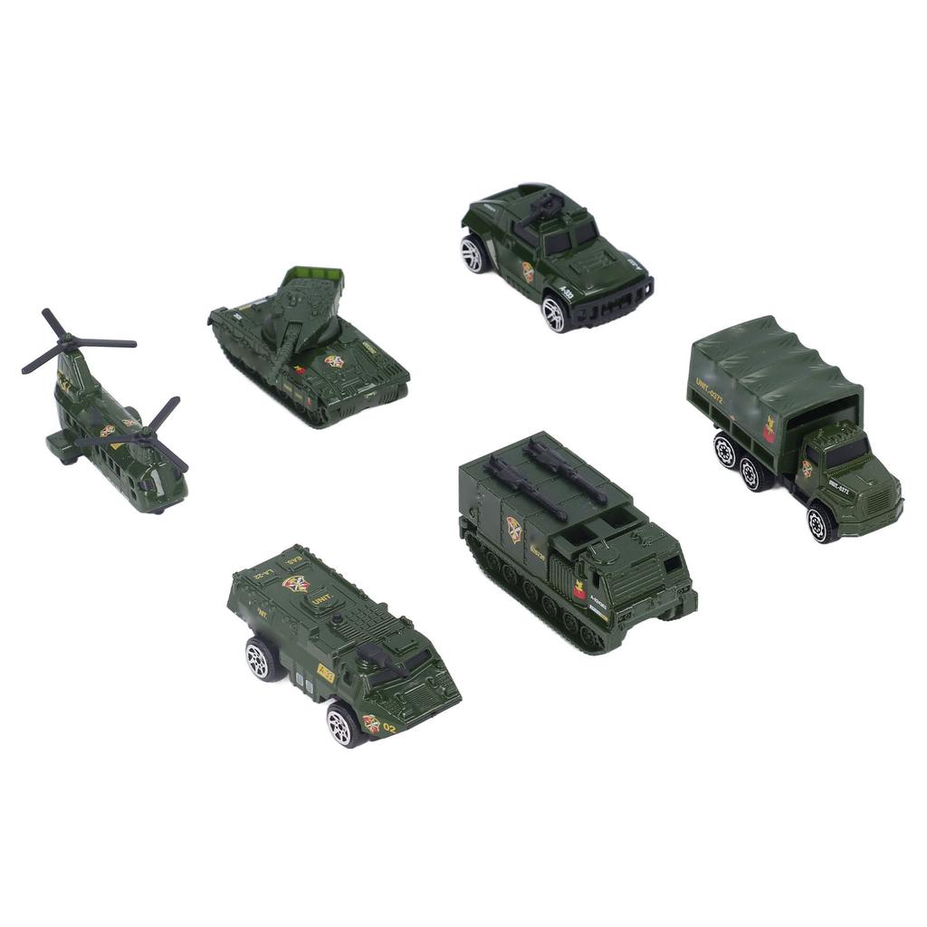 Diecast Military Vehicles 6 Pack Army Toys Assorted Transporter Tank Helicopter Armored Car for