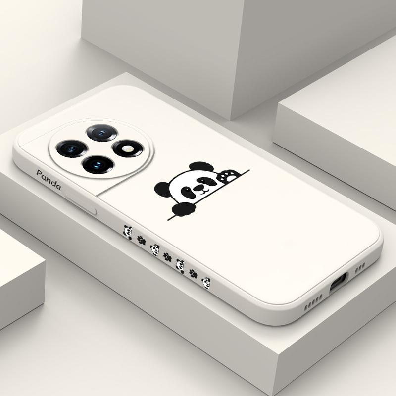 Милый чехол для телефона с этикеткой панды для Oneplus 11 11R 10 10R 10T 9R 9RT 9 8T 8 7 7T Pro 5G Жидкий силиконовый чехол