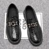 Fashion Male Casual Shoe Round Toe Black Men's Leather Shoes Non Slip and Waterproof Comfortable Slip-on New In Designer Luxury Sale Pu