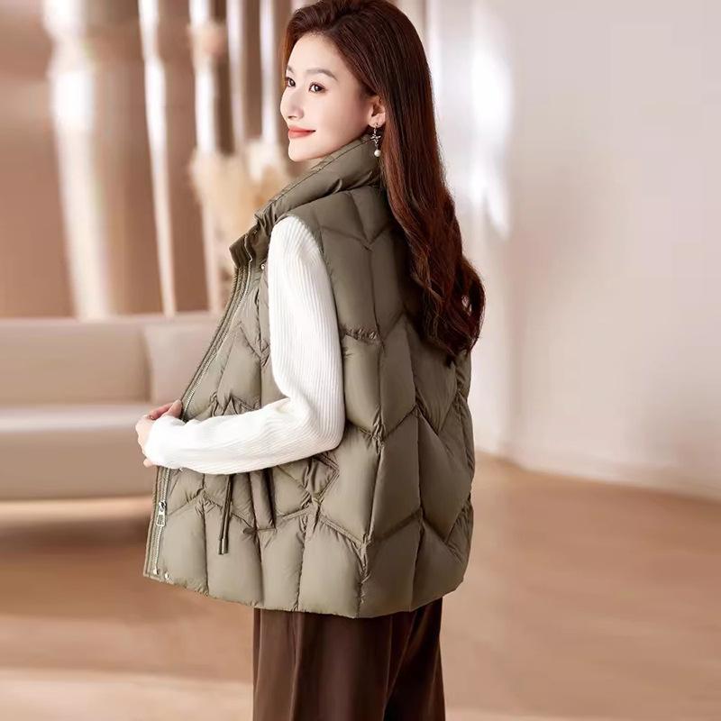 Жилет женский с воротником-стойкой, зима 2024, новый модный дизайн, теплый жилет из веревки, внешний жилет, прилив