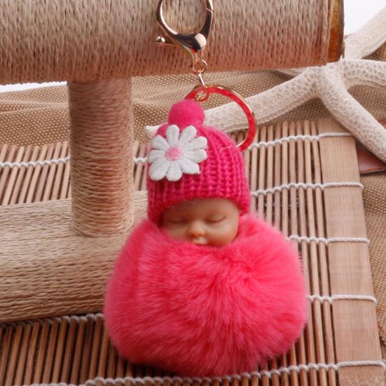 Baby Fluffy Pompom Plush Doll Hanging Pendant Key Ring Keychain