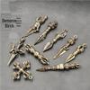 Brass Vajra Pestle Keychain: Gold Tantric Pendant & Small Ornament