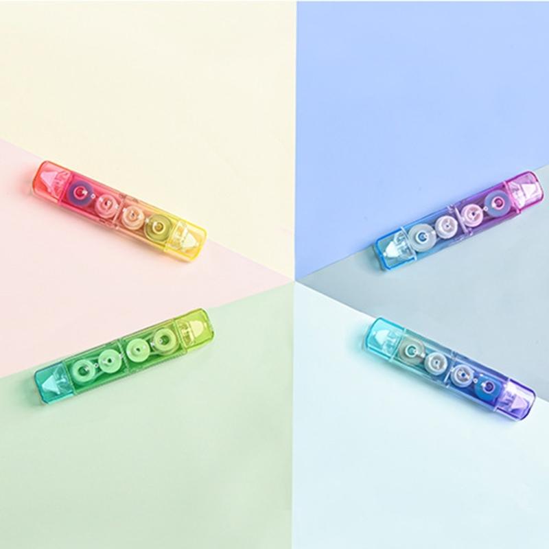 2 in 1 Double Head Correction Tape Gradient Color White Out Tape Scrapbooking Tape with Adhesive Roller