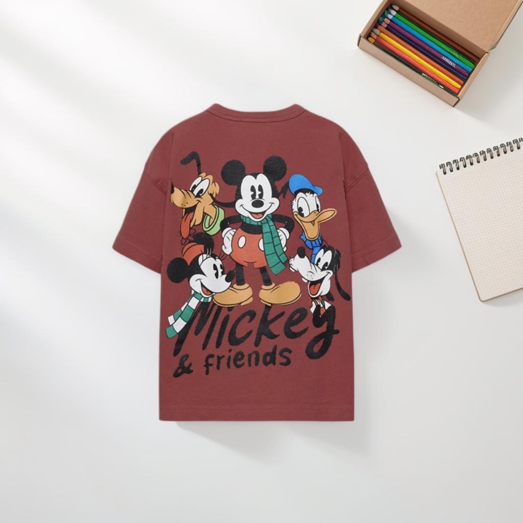 Мультяшные футболки Disney Летняя детская одежда Модные Популярные Универсальные Топы с коротким рукавом Футболка для девочки Мальчика Повседневная футболка с круглым вырезом