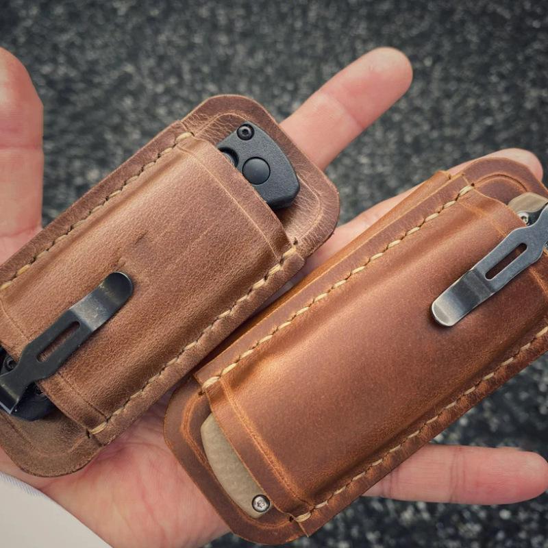 Чехол для карманного инструмента Crazy Horse EDC из воловьей кожи, поясной чехол для ножа, сумка для хранения, горизонтальные ножны для ножа, чехол для ножа, поясная сумка