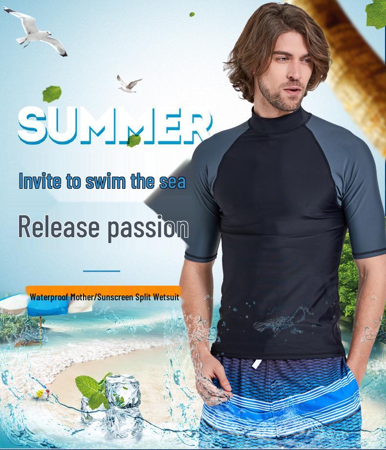 Мужской гидрокостюм на заказ с быстрой сушкой и защитой от солнца - Спортивный купальник с короткими рукавами для серфинга и плавания