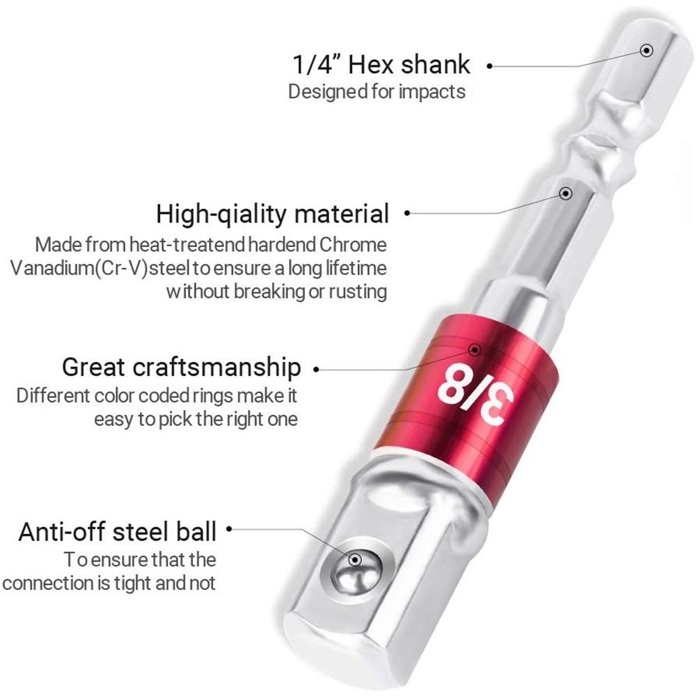 Удлинитель для ударного гайковерта, удлинитель, переходник, шестигранник для высокоскоростной гайки, квадратный гаечный ключ с наружной резьбой 1/4 3/8 1/2