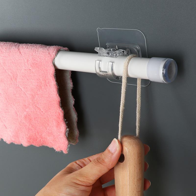 2/4/10 Pcs Non Perforated Self Adhesive Curtain Rod Hooks, Curtain Rod Clip Fixer, No Drill Stick on Hooks for Home