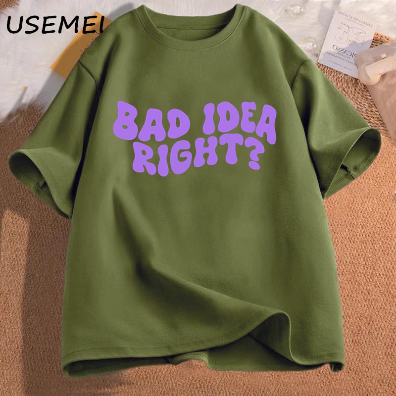 Футболки Bad Idea Right, женские хлопковые музыкальные футболки, уличная одежда, женские футболки с короткими рукавами, женская одежда, футболки