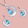 Комплект из серег и подвески ко Дню матери с драгоценным камнем London Blue Topaz
