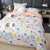 Summer Thin Quilt Bed Sheet Pillowcase 4pcs Bedding Set Home Textiles Soft Double Blanket Print Air-conditioning Quilt Washable