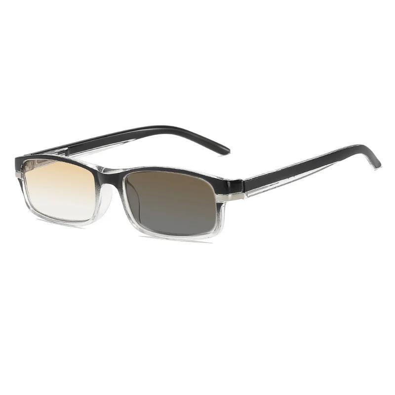 Small Rectangle Frame Pochromic Reading Glasses Gradient HD Lenses Anti-blue Light UV Protection Presbyopia Glasses To +4.0