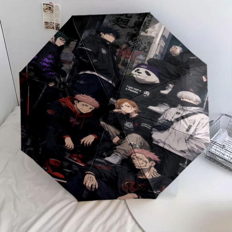 1 PC Automatic Folding Umbrella - Jujutsu Kaisen Pattern Portable Foldable Design With 8 Ribs Christmas Birthday Gifts