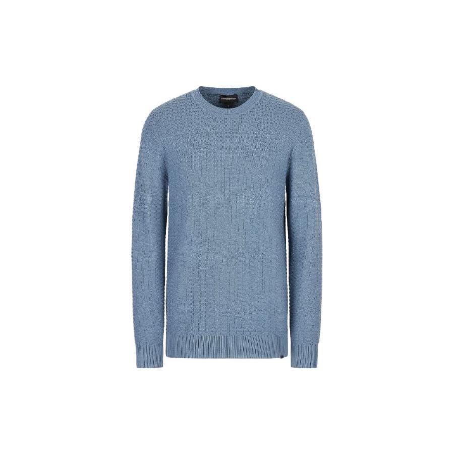 EMPORIO ARMANI Sweaters Men's Blue Gray Crew Neck Moderate Other 3R1MY41M-F3Z1-0723
