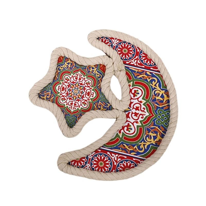 Изящные плетеные подносы из дерева и хлопковой веревки Рамадан Eid Mubarak DIY Поднос для подачи завтрака и десерта Декор для домашних вечеринок