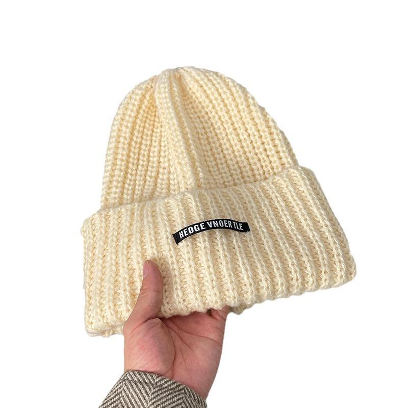 Patch wool hat women's big head circumference shows small face outdoor winter warm ear protection stacking hat men's knitted hat