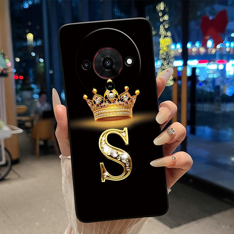 Элегантный простой чехол с короной и начальной буквой для ZTE Blade A76 5G, мягкий силиконовый, черный, противоударный корпус, чехол для ZTE Blade A76 5G