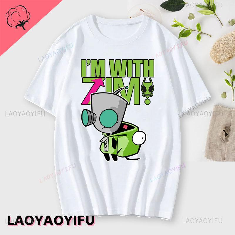 Аниме Invader Zim Invader Gir Graphic Tshirt Zim Image Cartoon T Shirt Unisex Unisex Cotton Tee Shirt Fashion Shirt Streetwear Tops Unisex