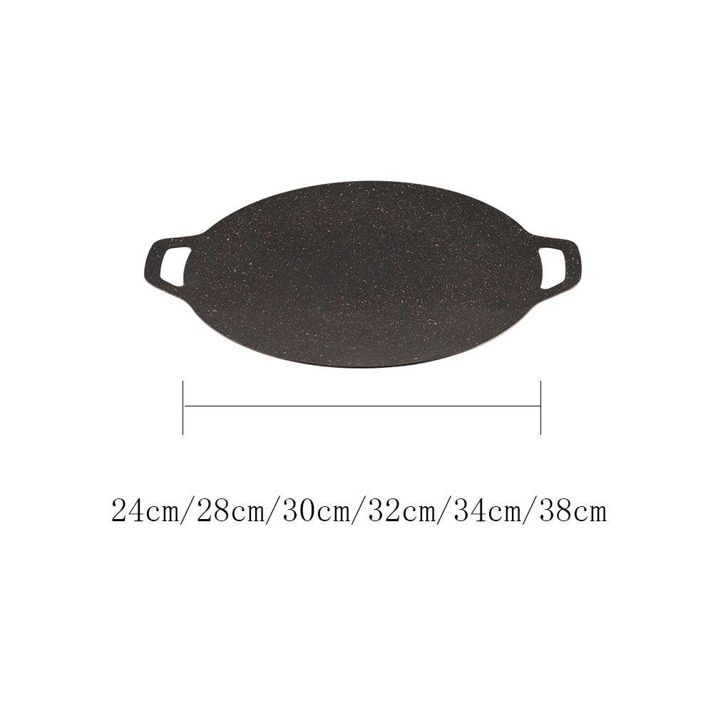 Double Ear BBQ Pan Cast Iron Iron Plate Multifunctional Round Frying Pan  Home