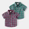Kids Shirt Clothes Summer Thin Blouses Clothing Infant Boy Plaid Cotton Lapel Tops 1-6 Years Shirts