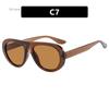 Retro Round Sunglasses for Women Men Vintage Oversized Pilot Frame Tea Color Lens UV400 Luxury  Trend Unisex Shades
