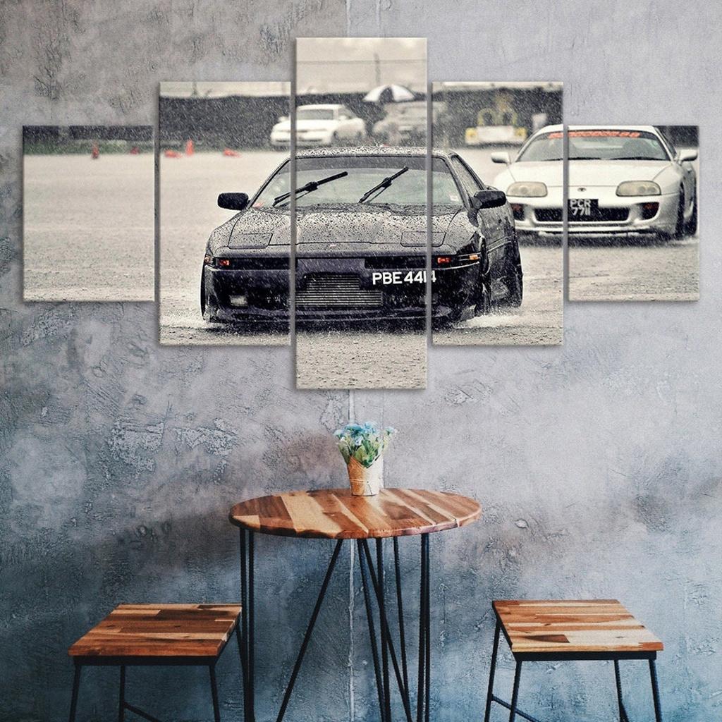 Toyota Supra MK3 Drift Cars Холст 5 частей Пятипанельная печать Современное настенное искусство Постер Картина Декор дома Подарок для него Для нее