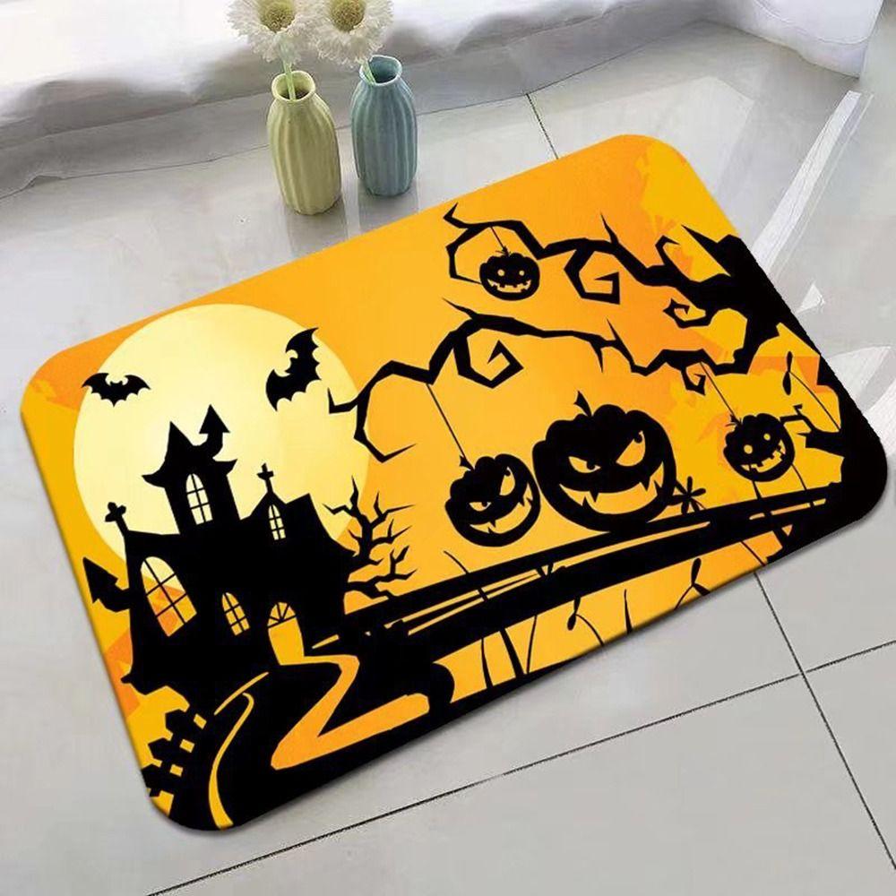 Flannel Halloween Door Mat Horror Ghost Outdoor Carpet New Floor Mat Kitchen Bathroom