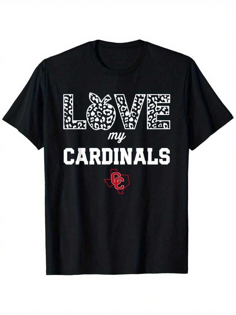 Columbus CaMIANinals Logo Love My Team HS T-Shirt Unisex'S Cool Duck Graphic Black Casual Round Neck Short Sleeve Grandpa Fathers Day T-Shirt
