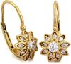 585 gold women's earrings with a flower and cubic zirconias as a gift 14k fashionable