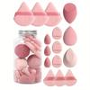 15Pcs Makeup Sponge Set With Storage Jar Makeup Sponge Finger Puff Dual-Use Wet & Dry Foundation Cosmetic Puffs